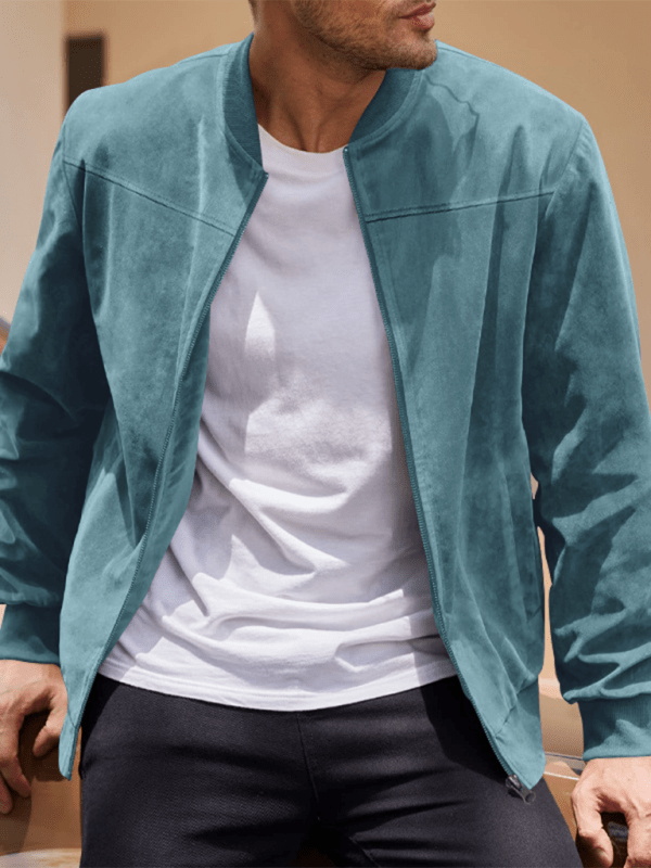 W&W Mode | Wildleder Retro Reißverschluss Herrenjacke Bomberjacke