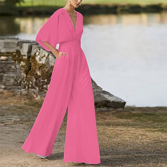 Eleganter Jumpsuit mit V-Ausschnitt