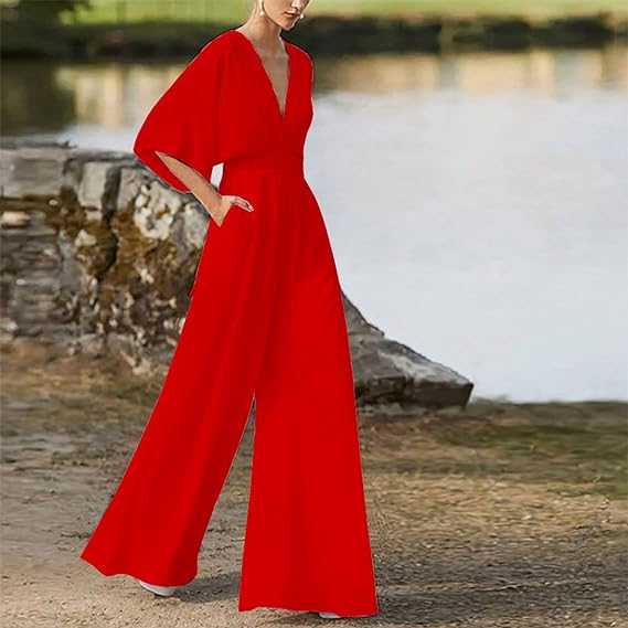 Eleganter Jumpsuit mit V-Ausschnitt