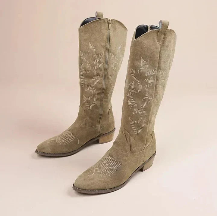W&W Mode | Cowboy Stickereien Für Frauen Niedriger Absatz