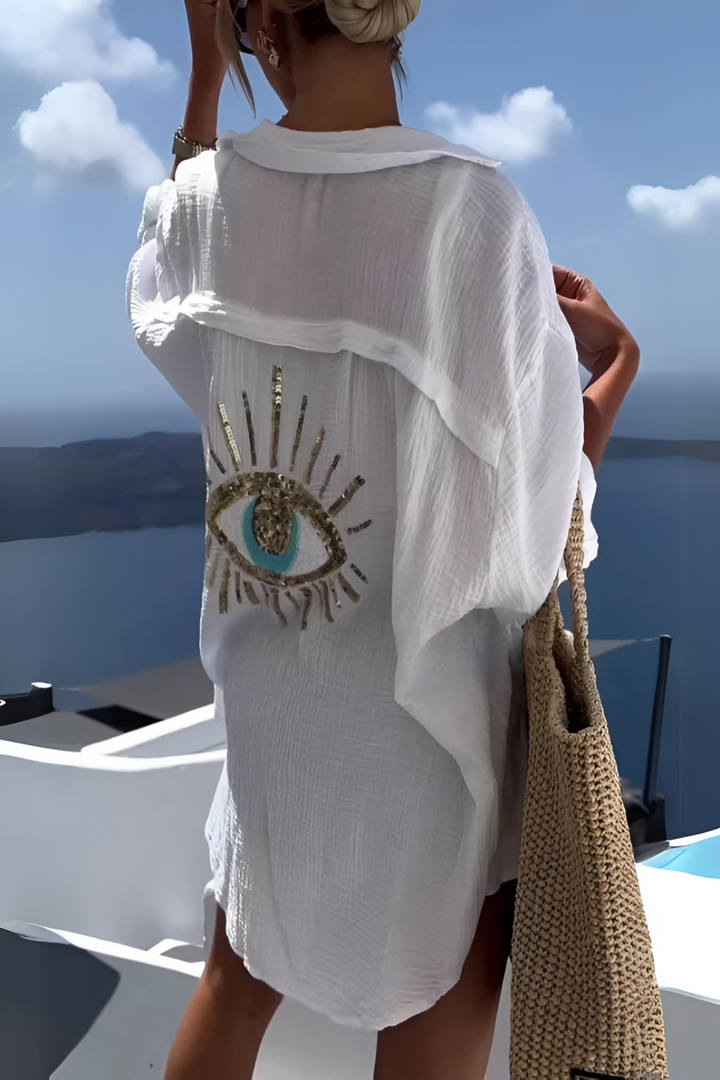 W&W Mode | Evil Eye Perlen-Polo Button Down