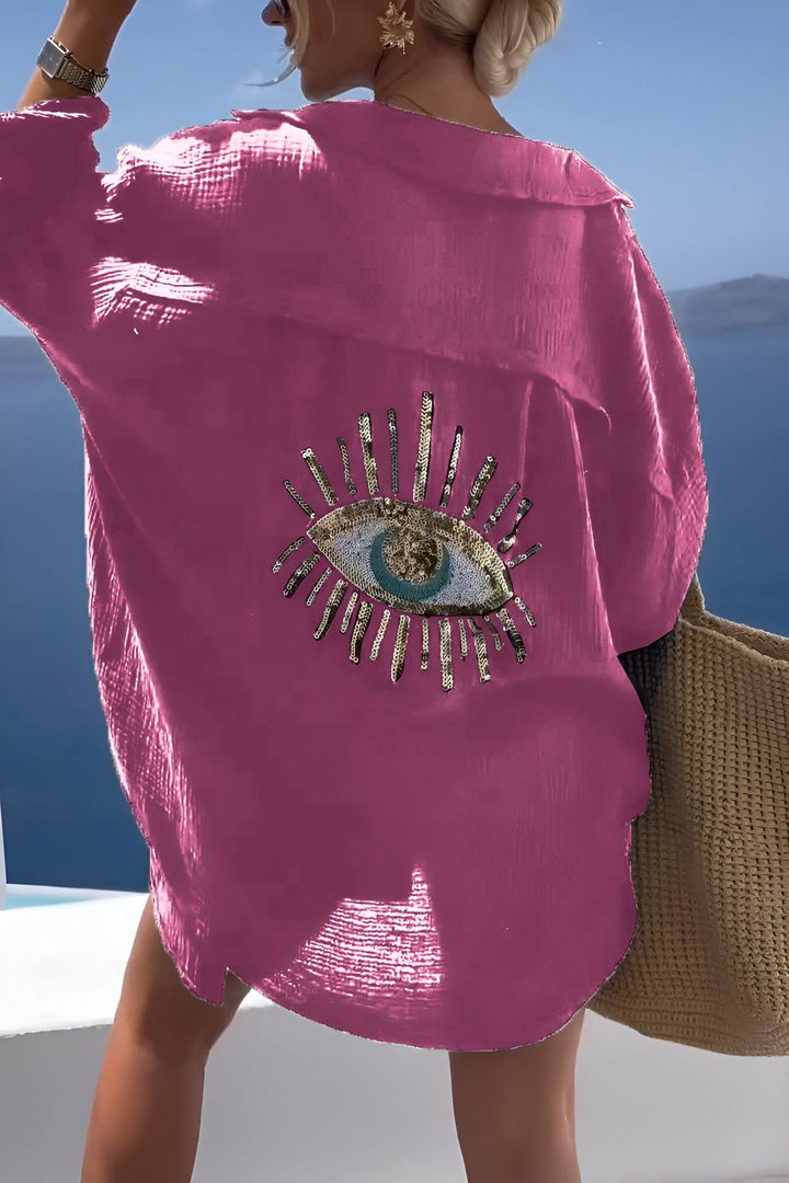 W&W Mode | Evil Eye Perlen-Polo Button Down