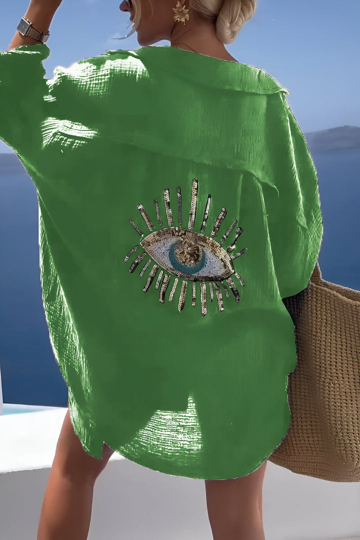 W&W Mode | Evil Eye Perlen-Polo Button Down