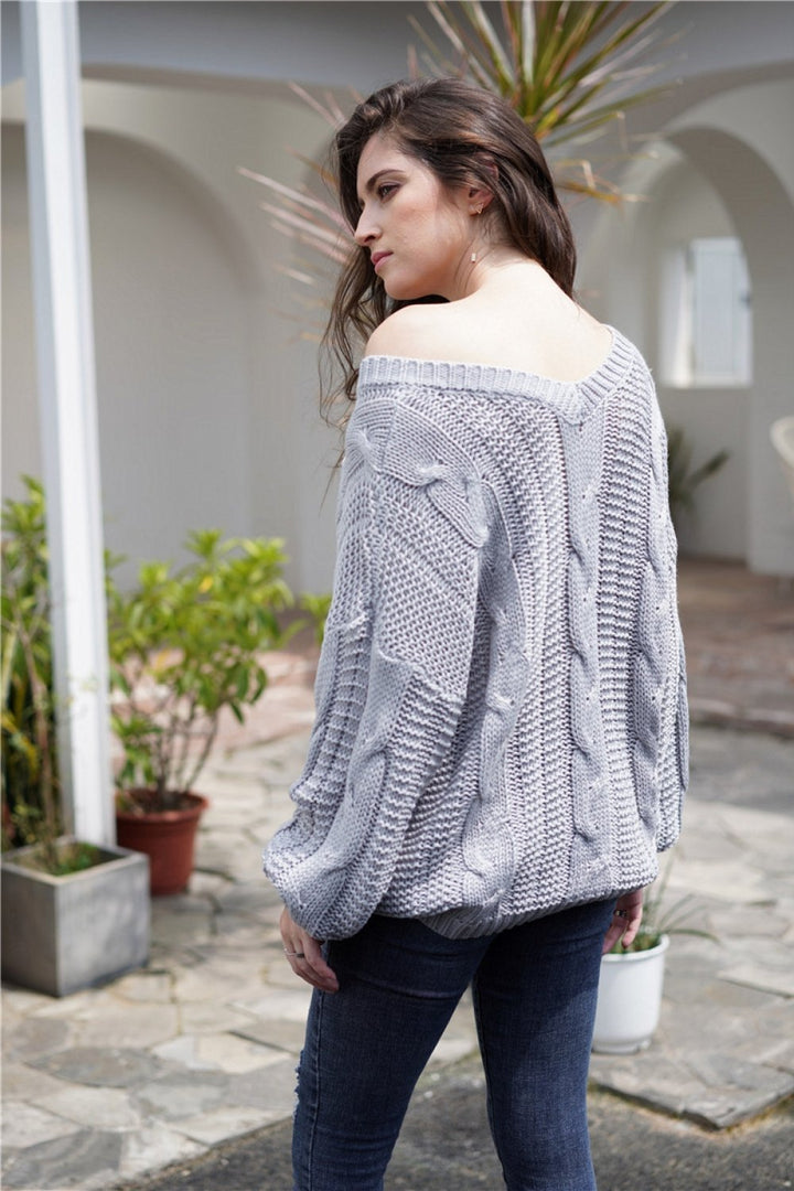 W&W Mode Schlichtes Kabelstrick Lockere Sweatshirt