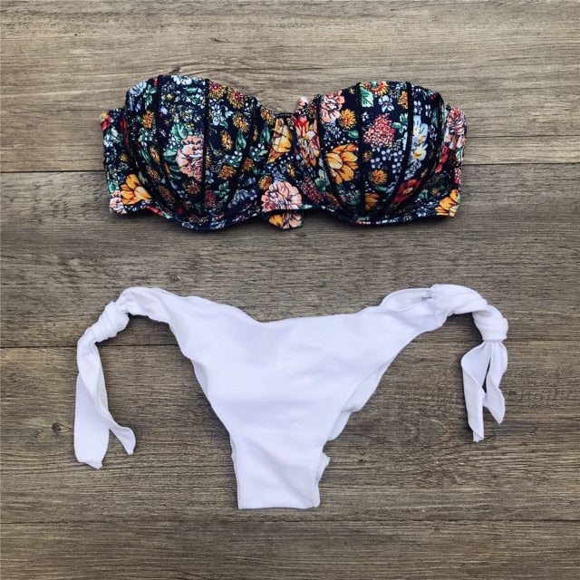 W&W Mode | Bandeau Blumenmuster Bikini