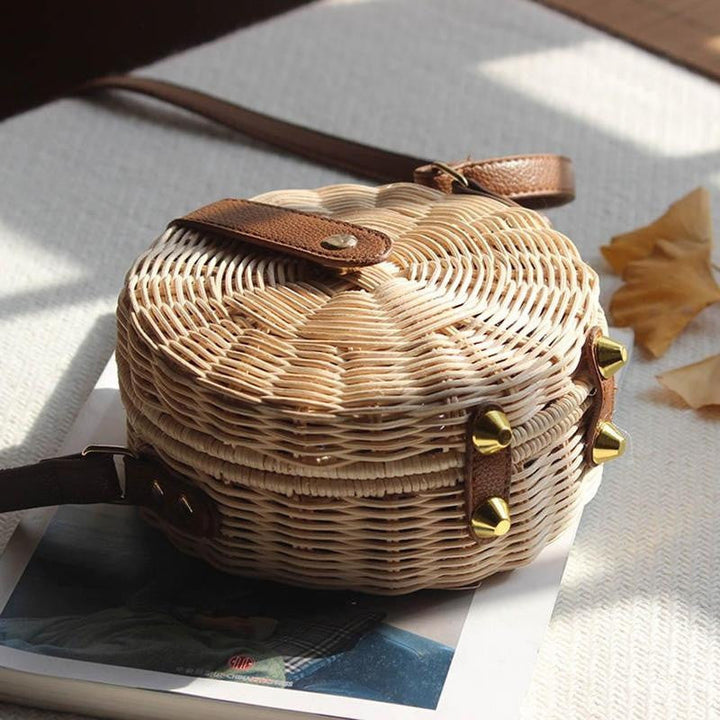 W&W Mode | Handgewebte Rattan Bambus Seitentasche
