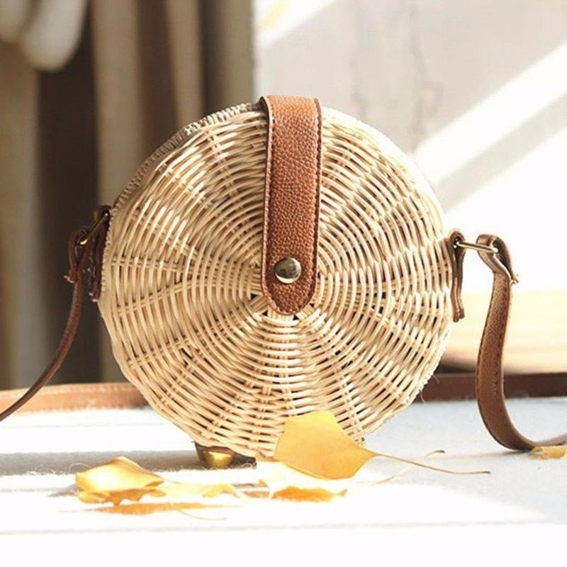 W&W Mode | Handgewebte Rattan Bambus Seitentasche