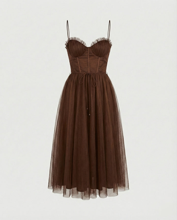 Damen Festkleid mit fließender Silhouette und betonter Taille