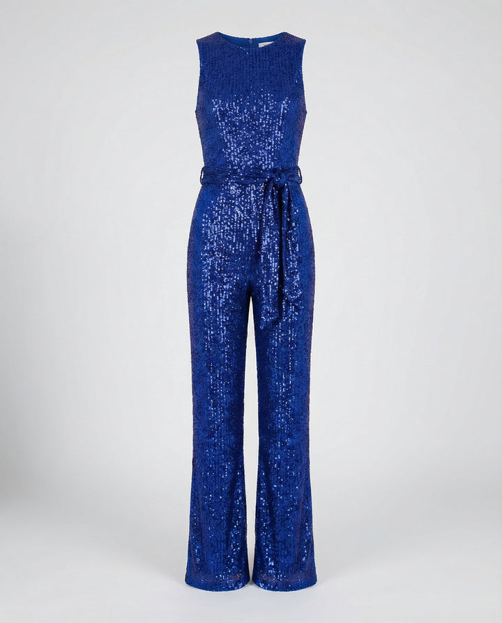 W&W Mode - Damen Einfarbiger Jumpsuit mit Pailletten, Elegant & Figurbetont