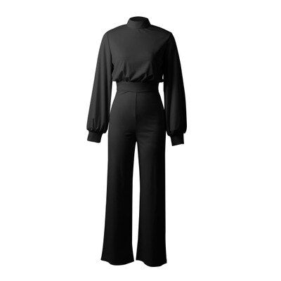 Monochrome Halbkragen-Jumpsuits