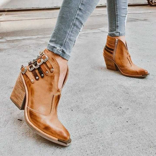 W&W Mode - Markante Biker Stiefeletten mit Nietenbesatz Robuste Schnallen-Optik