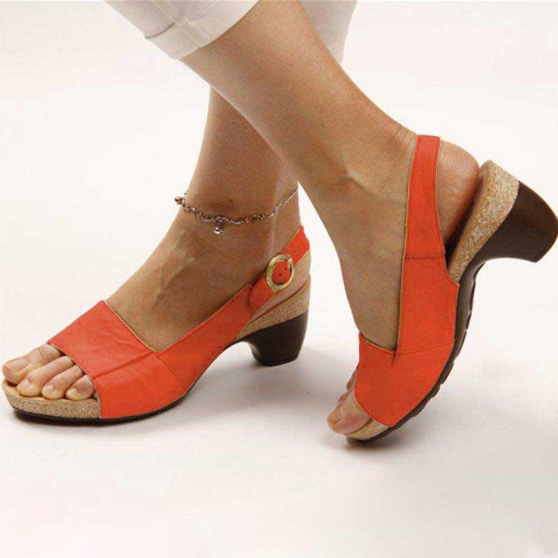 W&W Mode | Orthopädische Sandalen mit Absatz - Bequeme Damensandalen für optimale Unterstützung