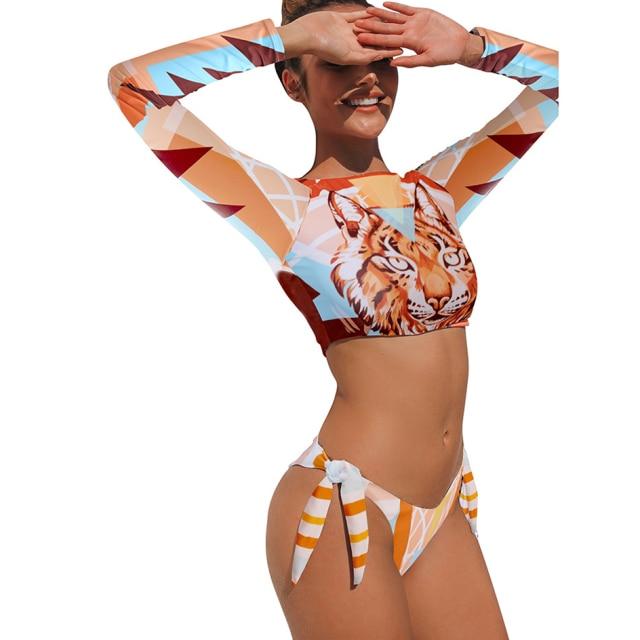 W&W Mode | Sexy Langarm Bikini Badeanzug Badebekleidung Bikini Satz Strandbekleidung Schwimmbekleidung