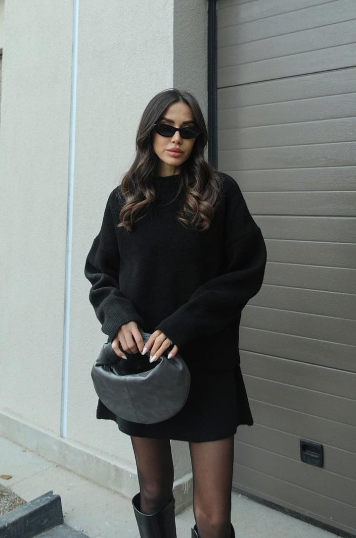 W&W Mode | teilige Strickset - Damenpullover und Rock mit lässiger Passform