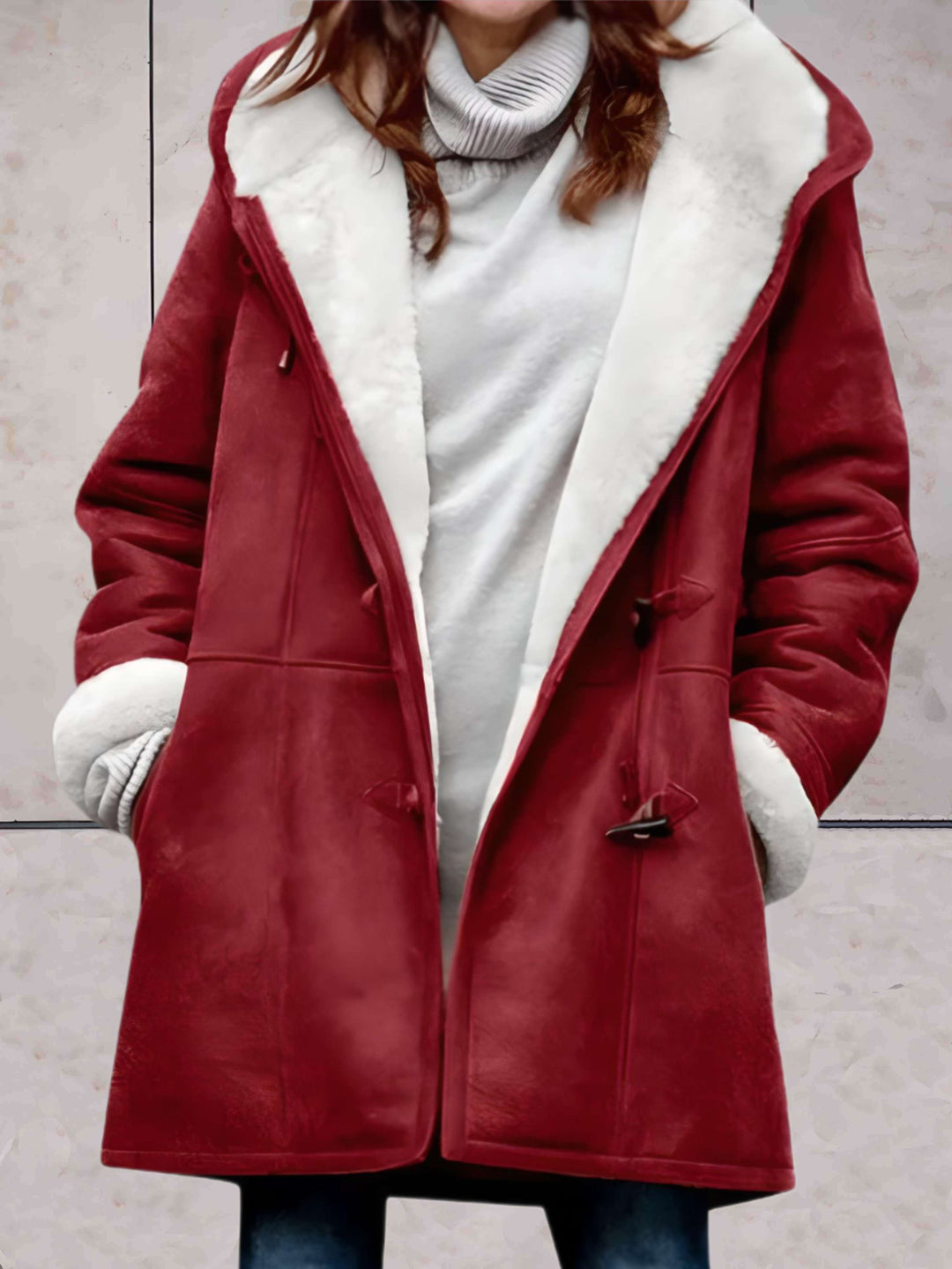 W&W Mode - Luxuriöser Wintermantel Aus Wildlederimitat Mit Fleece-Futter