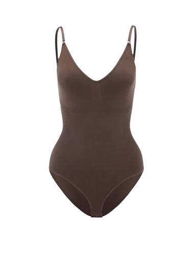W&W Mode | Bodysuit Verstellbare Spaghetti Träger Tiefer V-ausschnitt Stretch Fit Shapewear