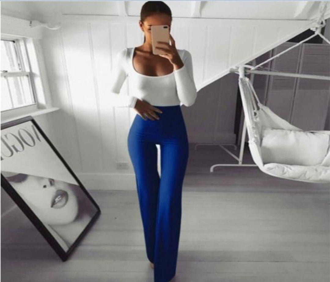 W&W Mode | Schlichte Hohe Taille Schlagweite Schlanke Lange Lockere Hose