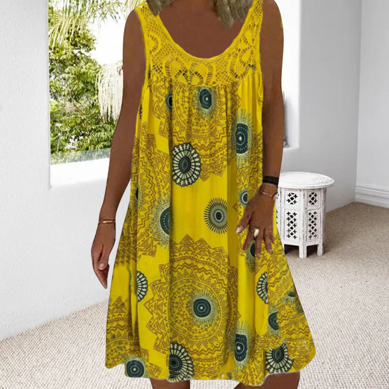 W&W Mode | Luftiges Sommerkleid Mit Print & O-Ausschnitt