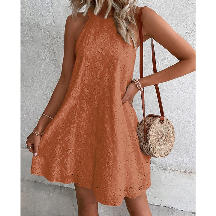 W&W Mode | Sommer Frauen O-Ausschnitt Sexy Schmal Weiß Mini Kleid