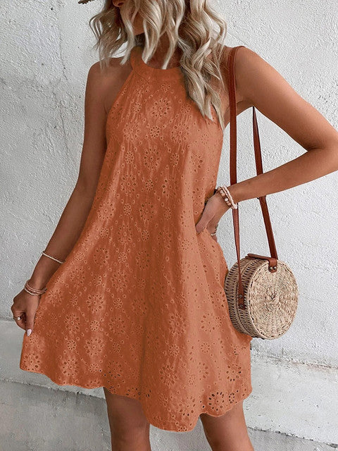 W&W Mode | Sommer Frauen O-Ausschnitt Sexy Schmal Weiß Mini Kleid