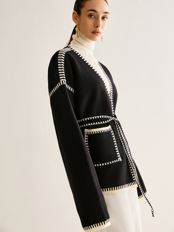 W&W Mode | Gebundene Strickjacke mit Gürtel für Frauen