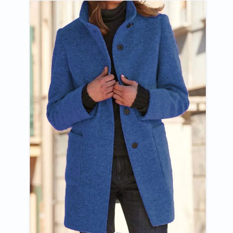 W&W Mode Wollmantel mit Stehkragen und Taschen - Julia