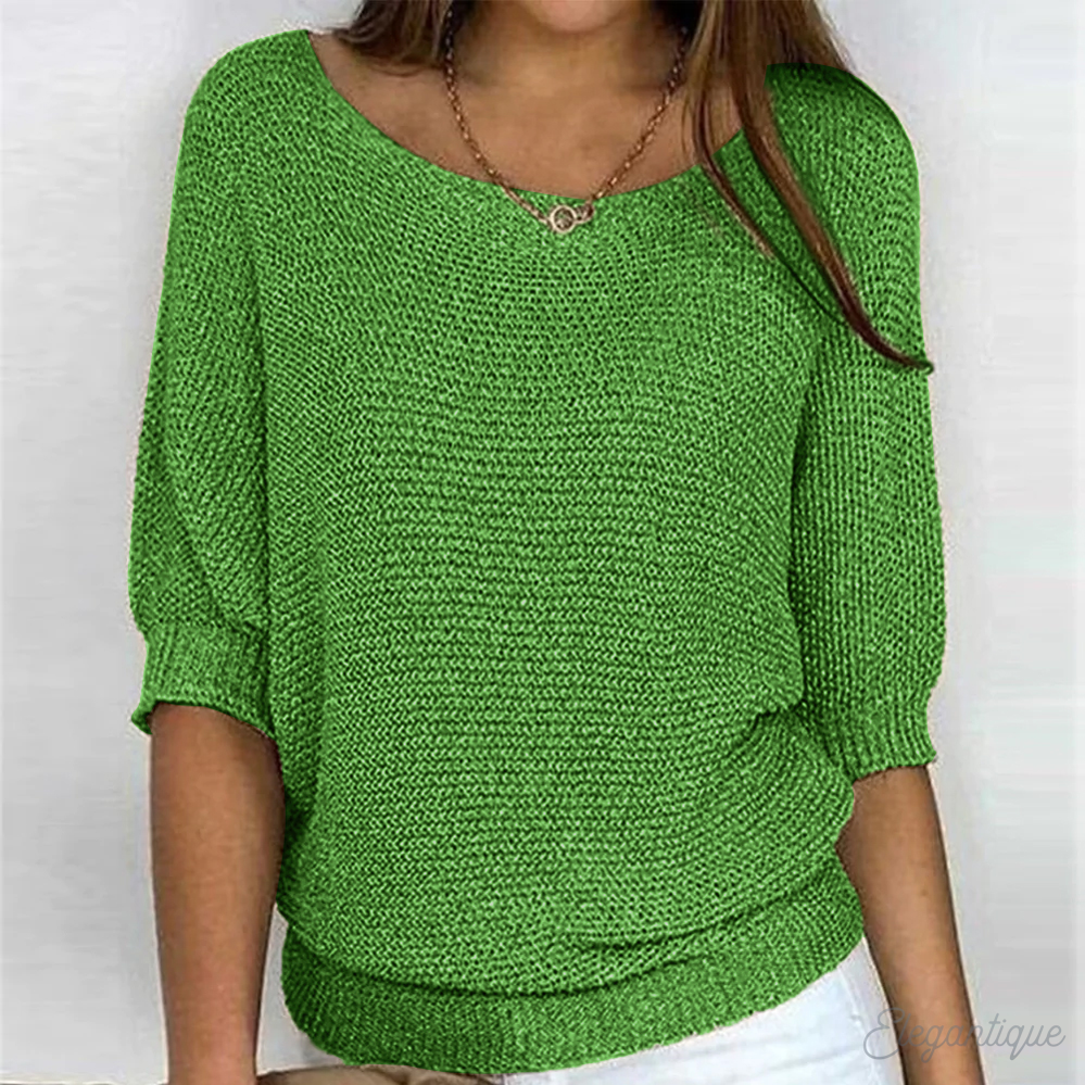 Damen-Langarmpullover mit Rundhalsausschnitt und luftiger Strickoptik