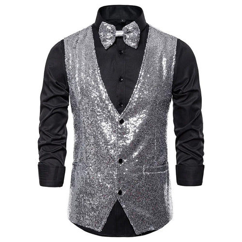 W&W Mode | Party Glitter Herren Weste Für Die Feiertage