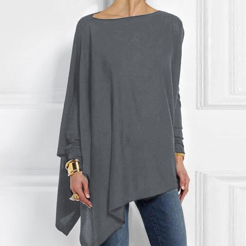 W&W Mode | Bequem Herbst O-Ausschnitt Langarm Top für Frauen