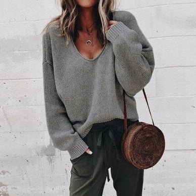 W&W Mode | Elegante Bequeme V-Ausschnitt Pullover Für Frauen
