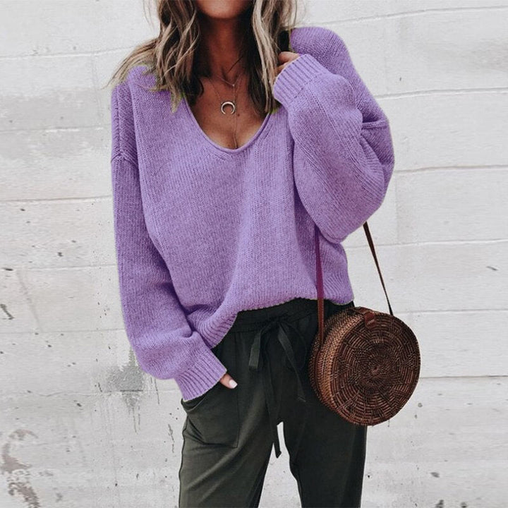 W&W Mode | Elegante Bequeme V-Ausschnitt Pullover Für Frauen