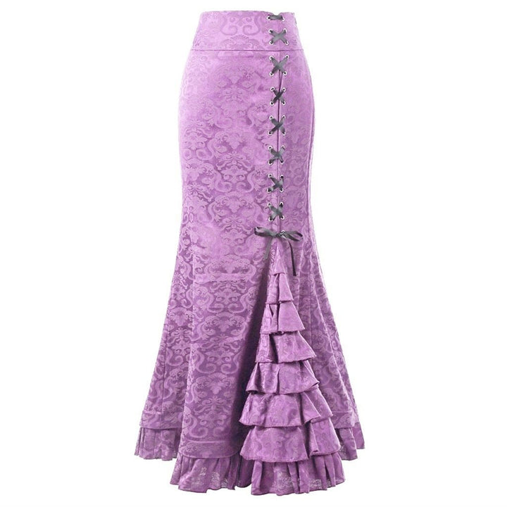 W&W Mode | Damen Mermaid Lange Rüsche Schlank Fit Fishtail Schnürrock