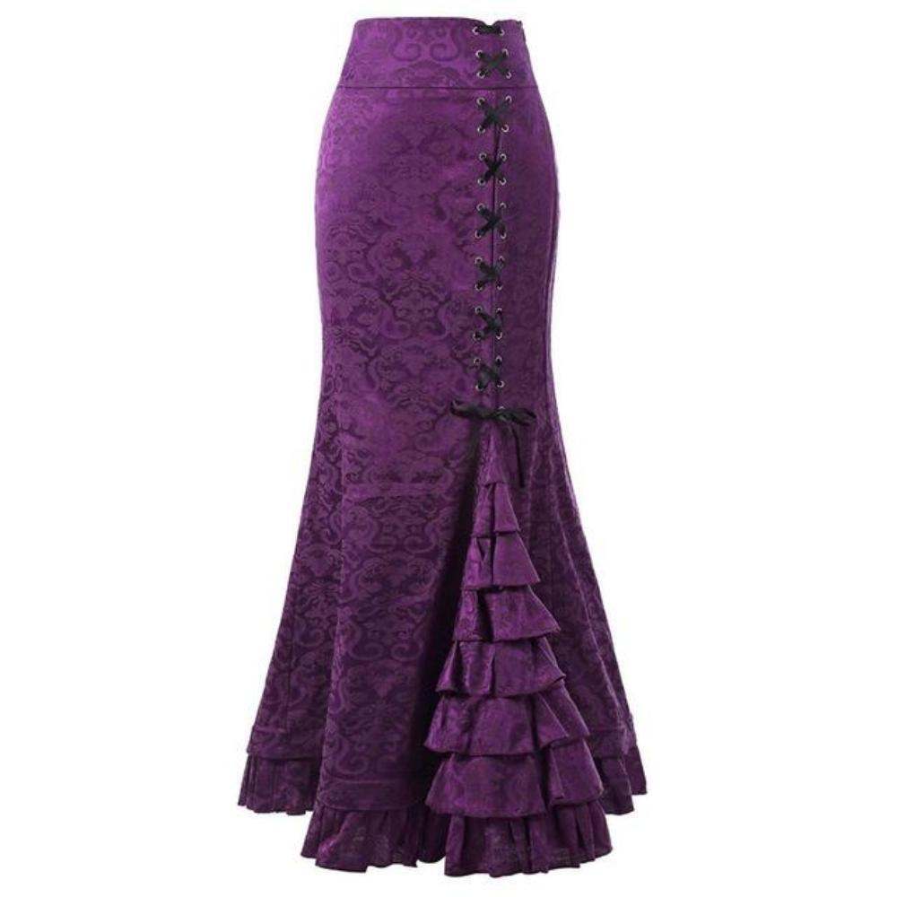 W&W Mode | Damen Mermaid Lange Rüsche Schlank Fit Fishtail Schnürrock