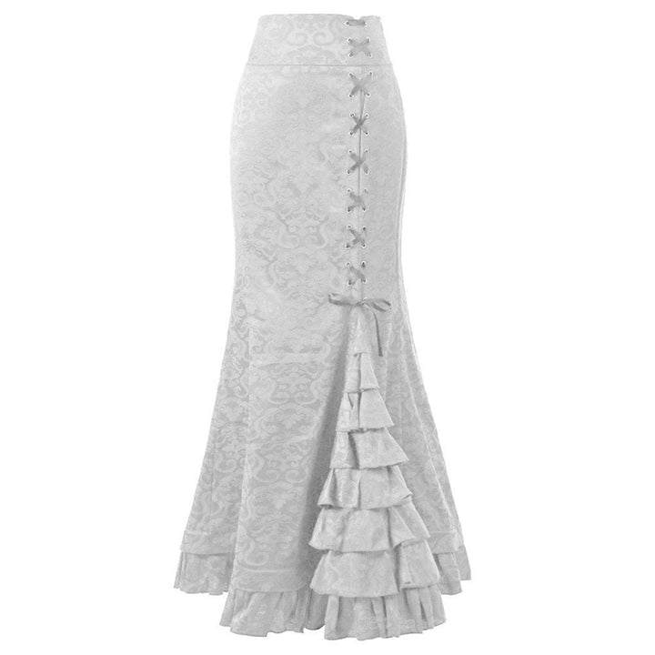 W&W Mode | Damen Mermaid Lange Rüsche Schlank Fit Fishtail Schnürrock