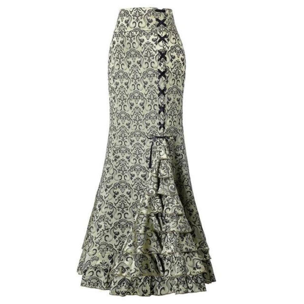 W&W Mode | Damen Mermaid Lange Rüsche Schlank Fit Fishtail Schnürrock
