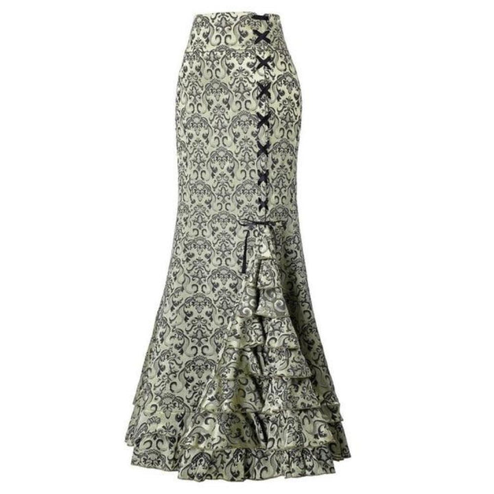 W&W Mode | Damen Mermaid Lange Rüsche Schlank Fit Fishtail Schnürrock