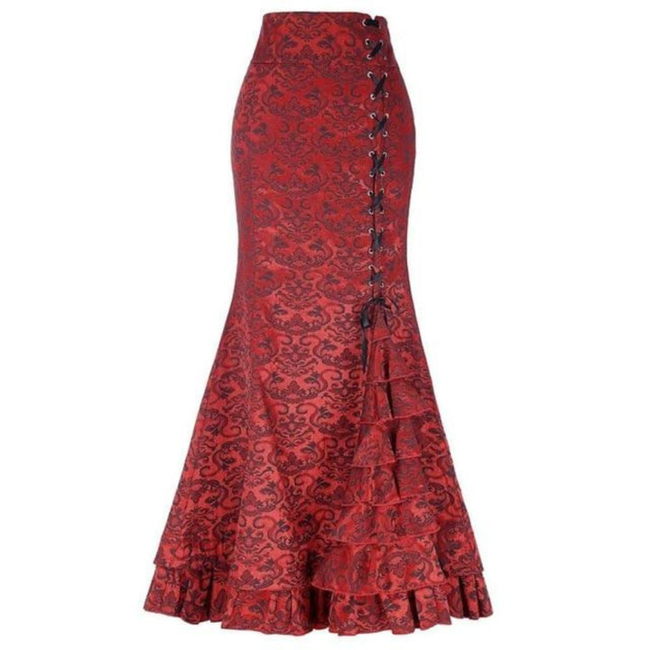 W&W Mode | Damen Mermaid Lange Rüsche Schlank Fit Fishtail Schnürrock