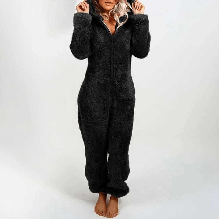 W&W Mode | Verspielter Teddybären Damen Jumpsuit Weiche Plüsch Pyjama