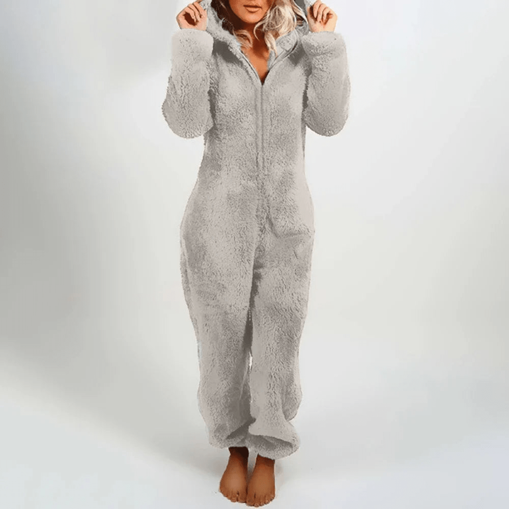 W&W Mode | Verspielter Teddybären Damen Jumpsuit Weiche Plüsch Pyjama