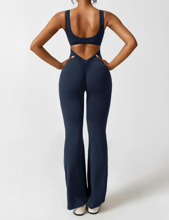 W&W Mode | Hals Jumpsuit mit Ausgestellten Beinen | Elegantes und Figurbetontes Design