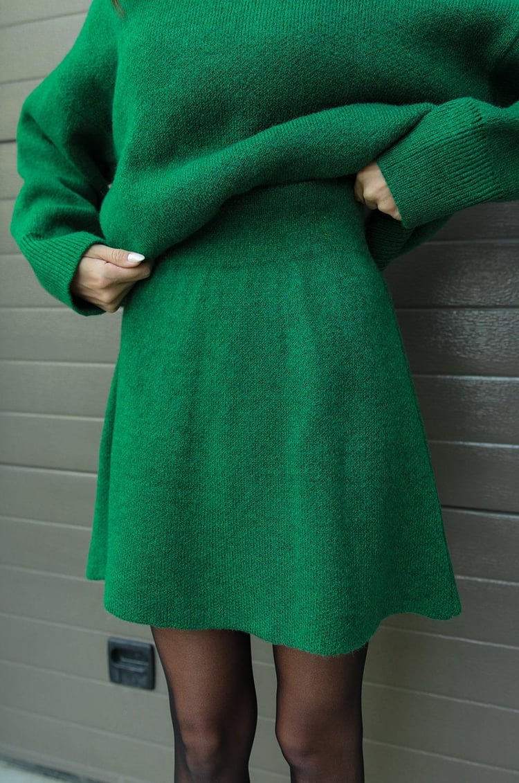 W&W Mode | teilige Strickset - Damenpullover und Rock mit lässiger Passform